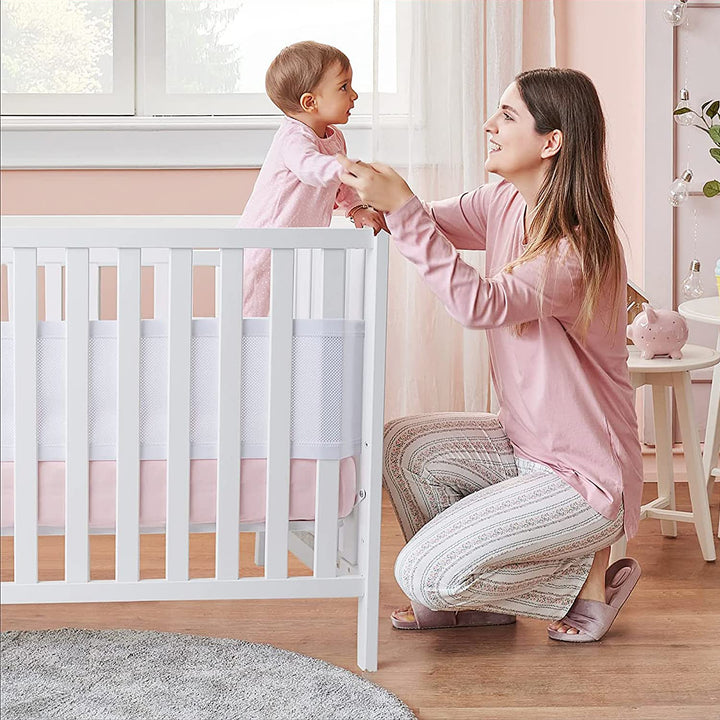 Babybett Leitplanke,Bettumrandung Nestchen,Atmungsaktiv Kinderbett Stossstange,Bettumrandung Babybet