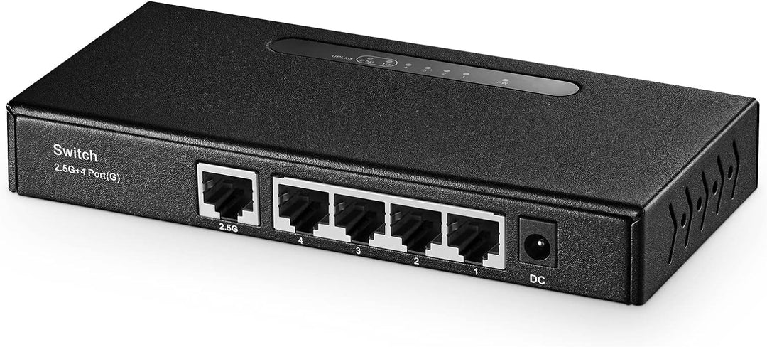 Binardat 5 Port Multi Gigabit Switch, 1 x 2.5 Gigabit and 4 x 1 Gigabit Ethernet RJ-45 Ports, Metal