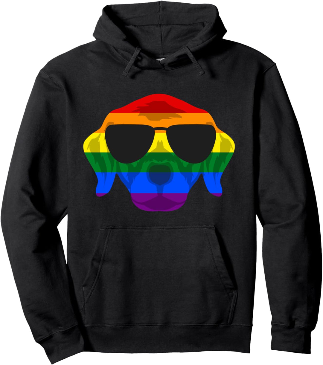 Hund Regenbogenfarbe LGBTQ Lesbisch Schwul Pullover Hoodie
