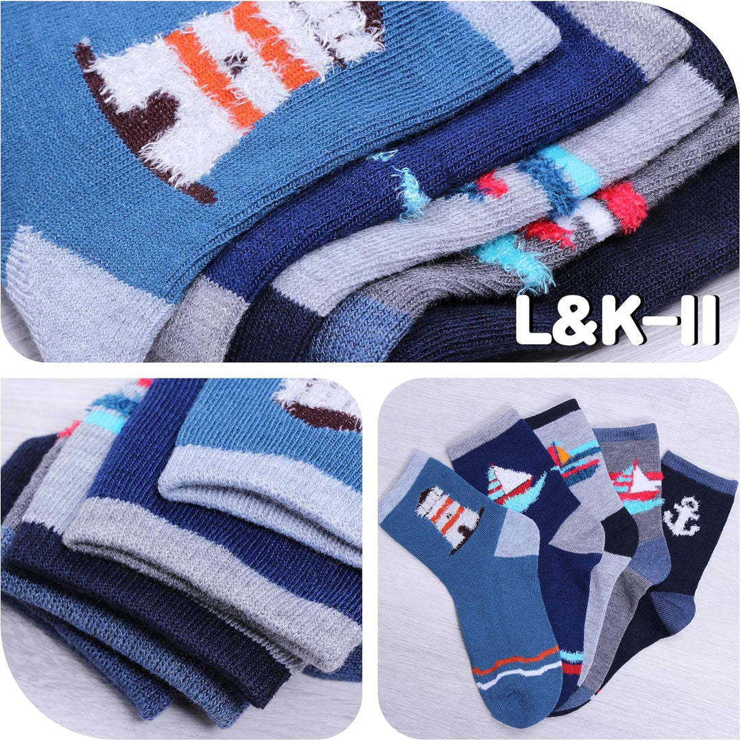 L&amp;K-II 12 Paar Pack Jungen Kindersocken Teenager Stümpfe Frühling und Sommer Socken mit niedlichen M