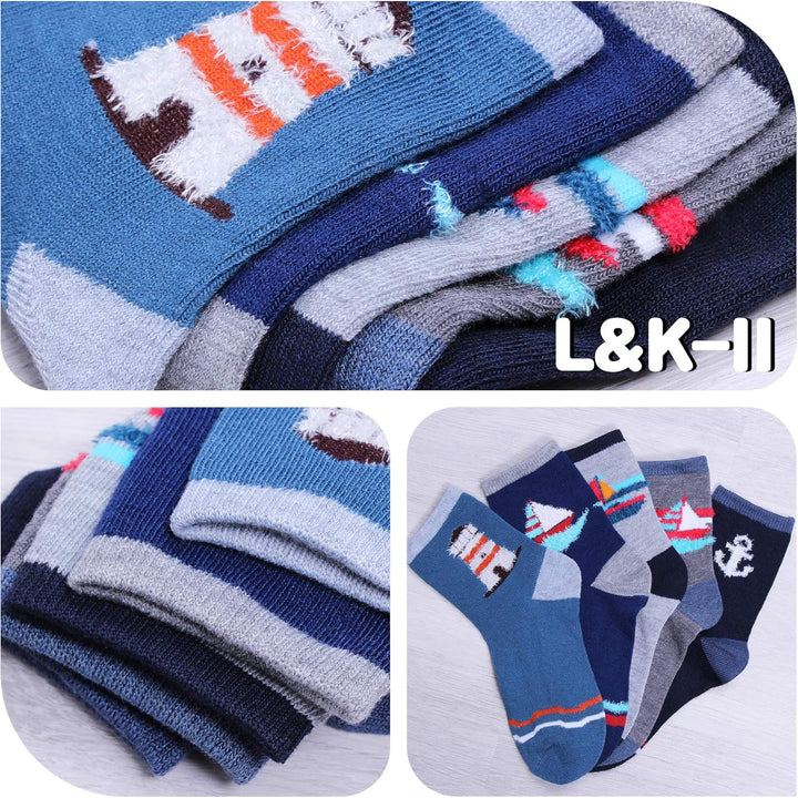 L&amp;K-II 12 Paar Pack Jungen Kindersocken Teenager Stümpfe Frühling und Sommer Socken mit niedlichen M