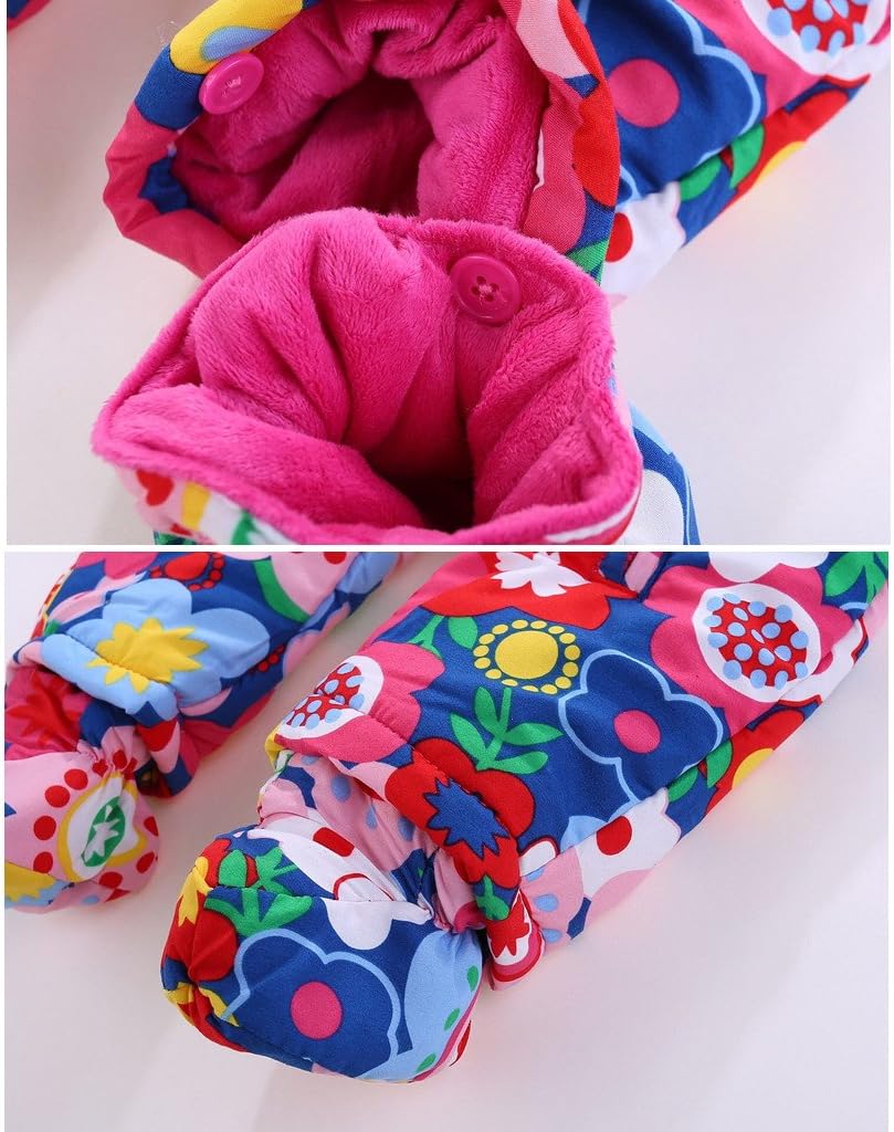 Baby Winter Overall Mit Kapuze Schneeanzüge mit Handschuhen und Füsslinge Mädchen Jungen Warm Kleidu