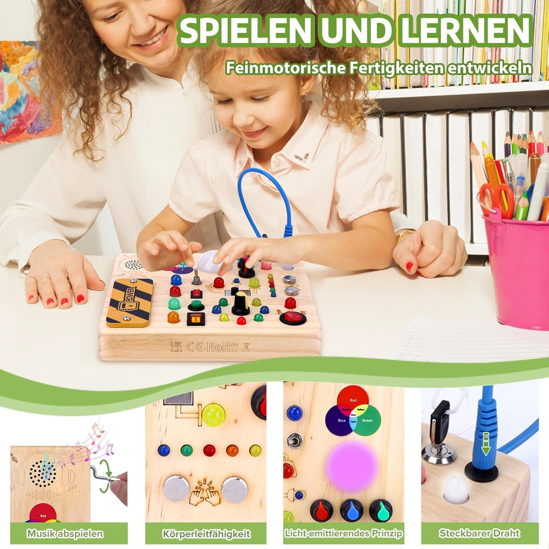 Konijiwa Montessori Spielzeug ab 1 Jahr Busy Board Activity Board Spielzeug ab 2 Jahre Holzspielzeug