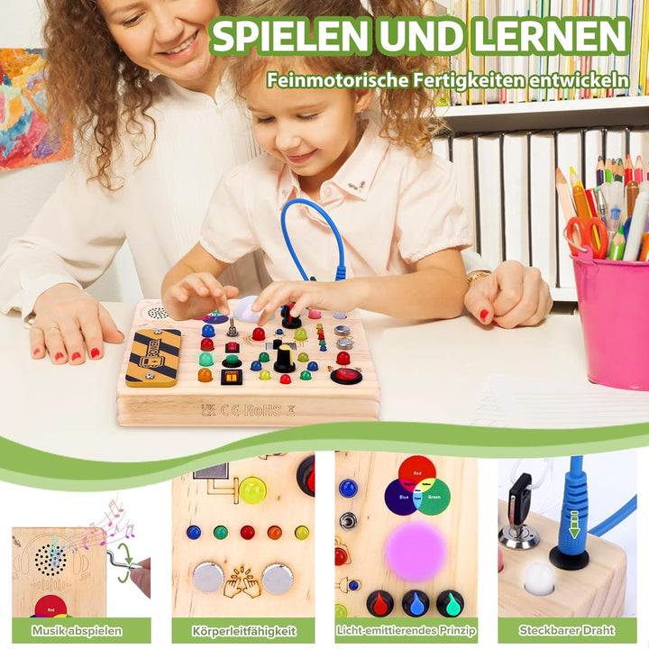 Konijiwa Montessori Spielzeug ab 1 Jahr Busy Board Activity Board Spielzeug ab 2 Jahre Holzspielzeug