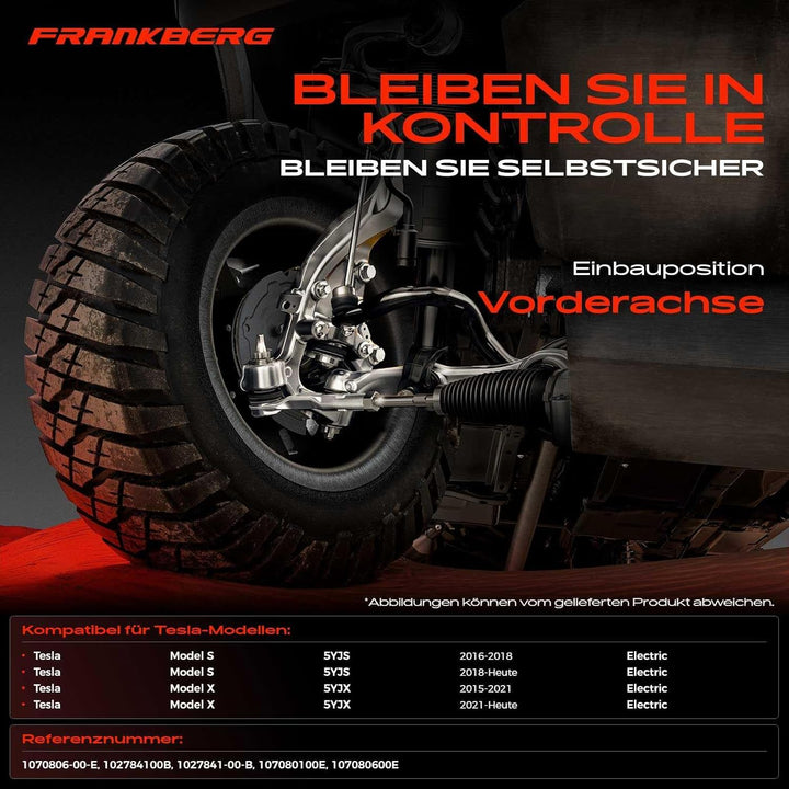 Frankberg 4x Spurstange Spurstangenkopf Vorderachse Links Rechts Kompatibel mit Model S 5YJS 2012-20