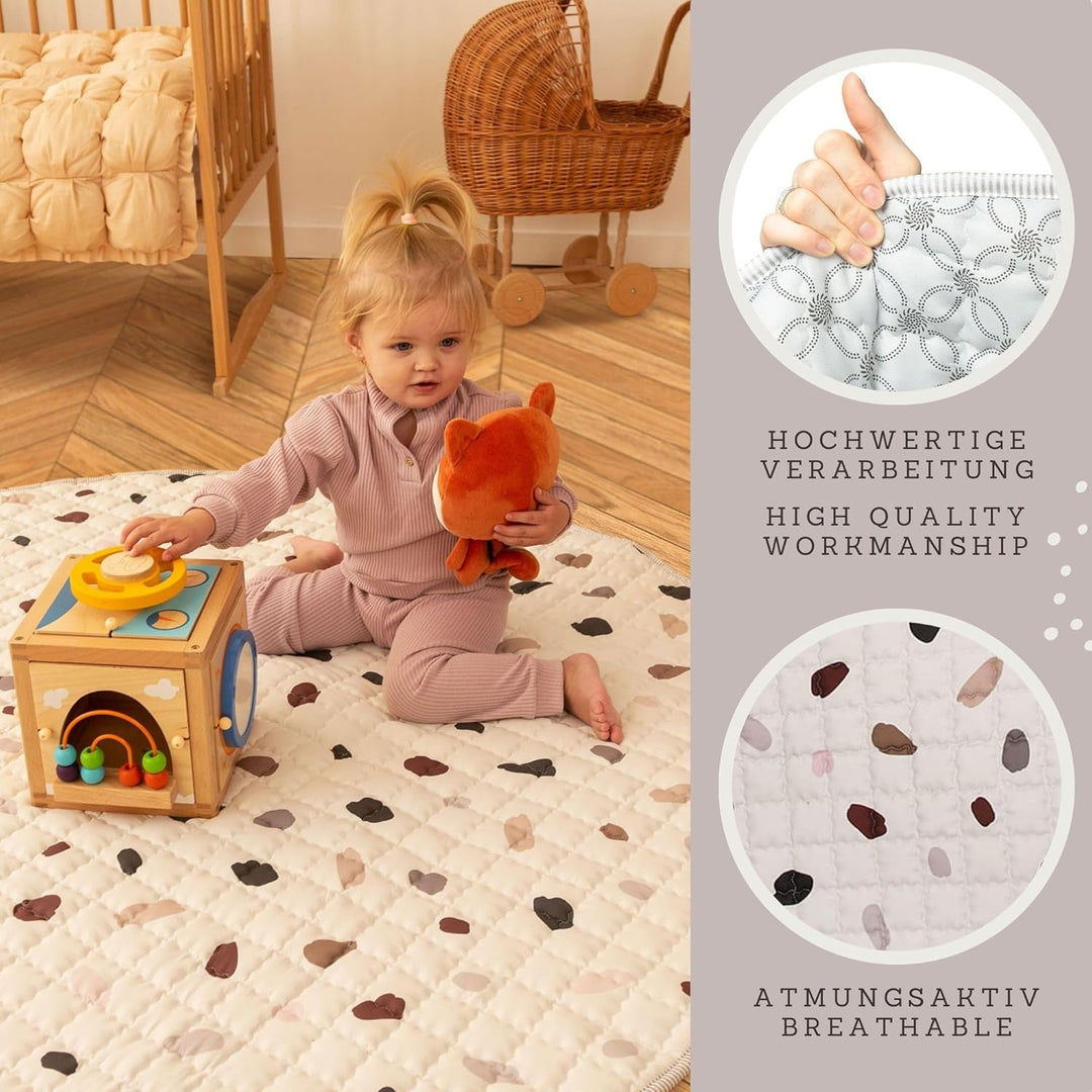 Hakuna Matte Gesteppte Krabbeldecke für Baby 150cm – Extra Dicke 1,5cm und Weiche Krabbelmatte in Sc