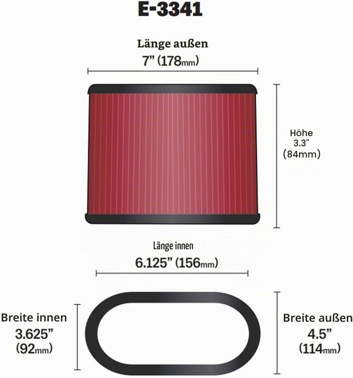 K&amp;N E-3441 Waschbarer und wiederverwendbarer KFZ Custom Luftfilter