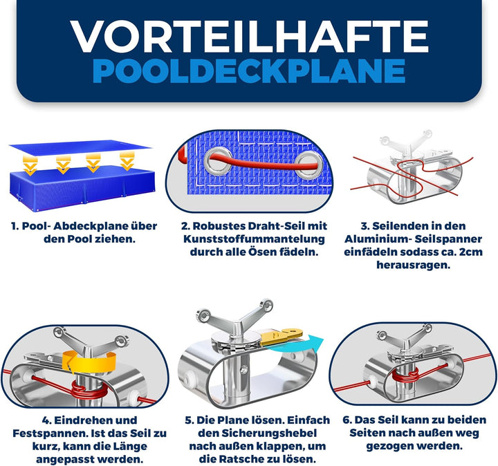 KESSER® Solar Poolabdeckung Pool Abdeckplane Rechteckig 410x220cm Poolplane 200g/m² PE Material Inkl