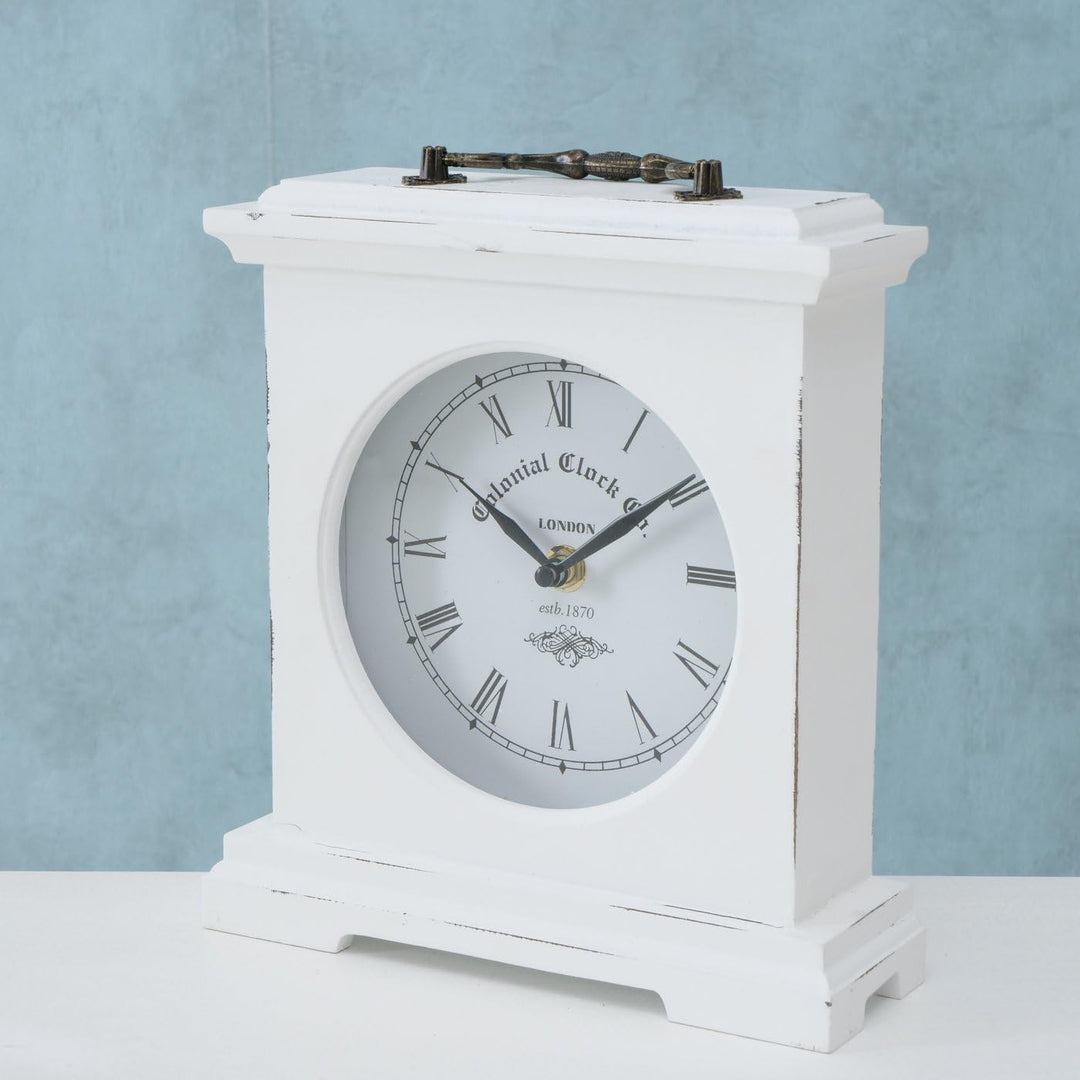 Tischuhr Betty Weiss, Höhe 24cm Analoge Uhr Standuhr mit römischen Ziffern