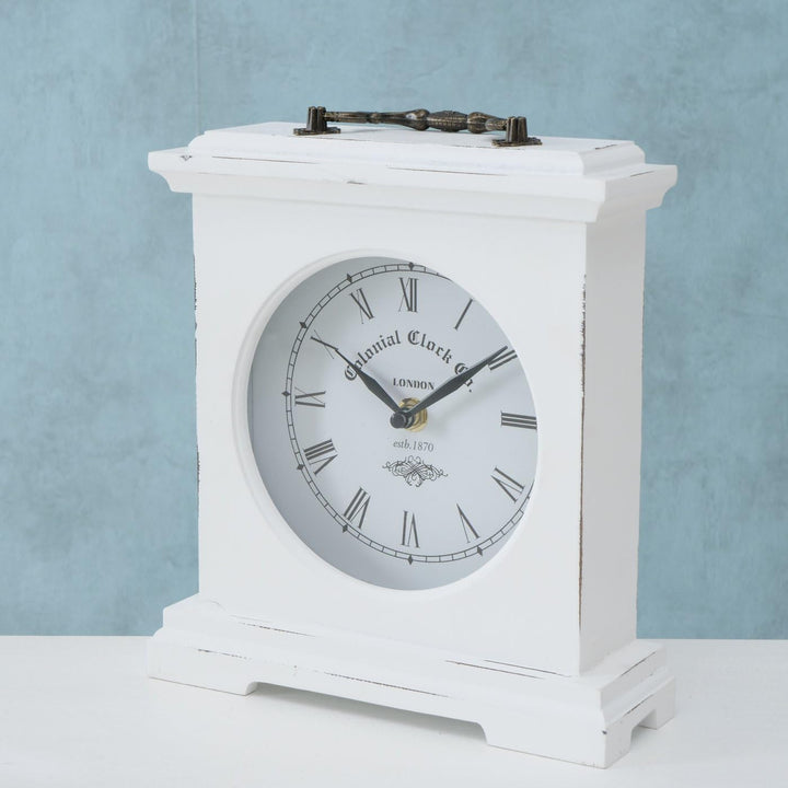 Tischuhr Betty Weiss, Höhe 24cm Analoge Uhr Standuhr mit römischen Ziffern