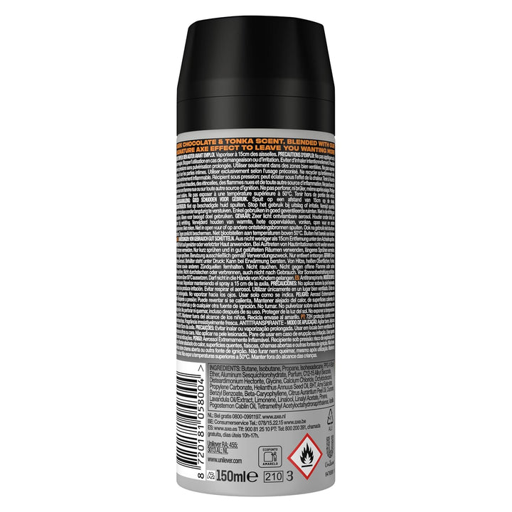 Axe Deodorant für Herren, Antitranspirant, Dark Temptation, 150 ml, 6 Stück Frisch 150.00 ml (6er Pa