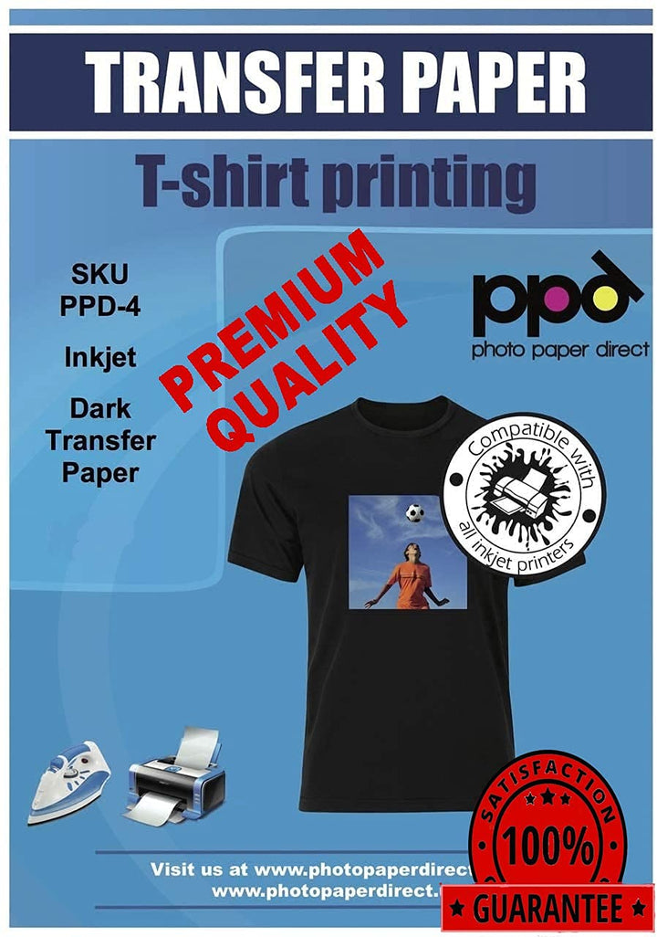PPD 200xA4 Inkjet Premium Transferpapier für Dunkles Textil, Bügeleisen, Transferpresse PPD-4-200