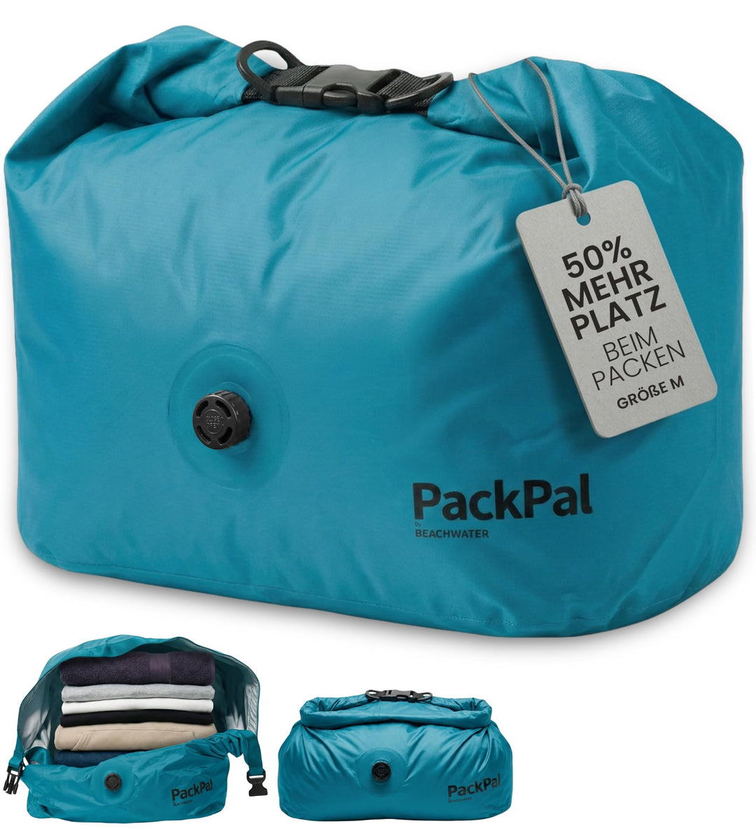 PackPal Medium Komprimierungs-Beutel 25L | Vakuumbeutel ohne Pumpe | Platzsparender Rucksack & Koffe