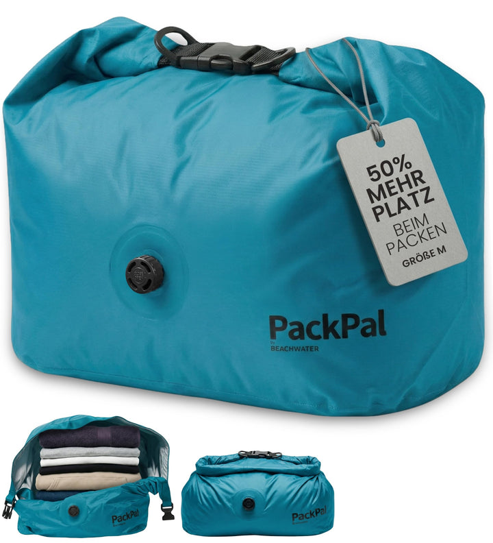 PackPal Medium Komprimierungs-Beutel 25L | Vakuumbeutel ohne Pumpe | Platzsparender Rucksack & Koffe