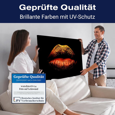 wandmotiv24 Leinwandbild 260 g/m² - Kunstdruck auf Leinwand - Wandkunst - Wandbild mit Frauen Lippen