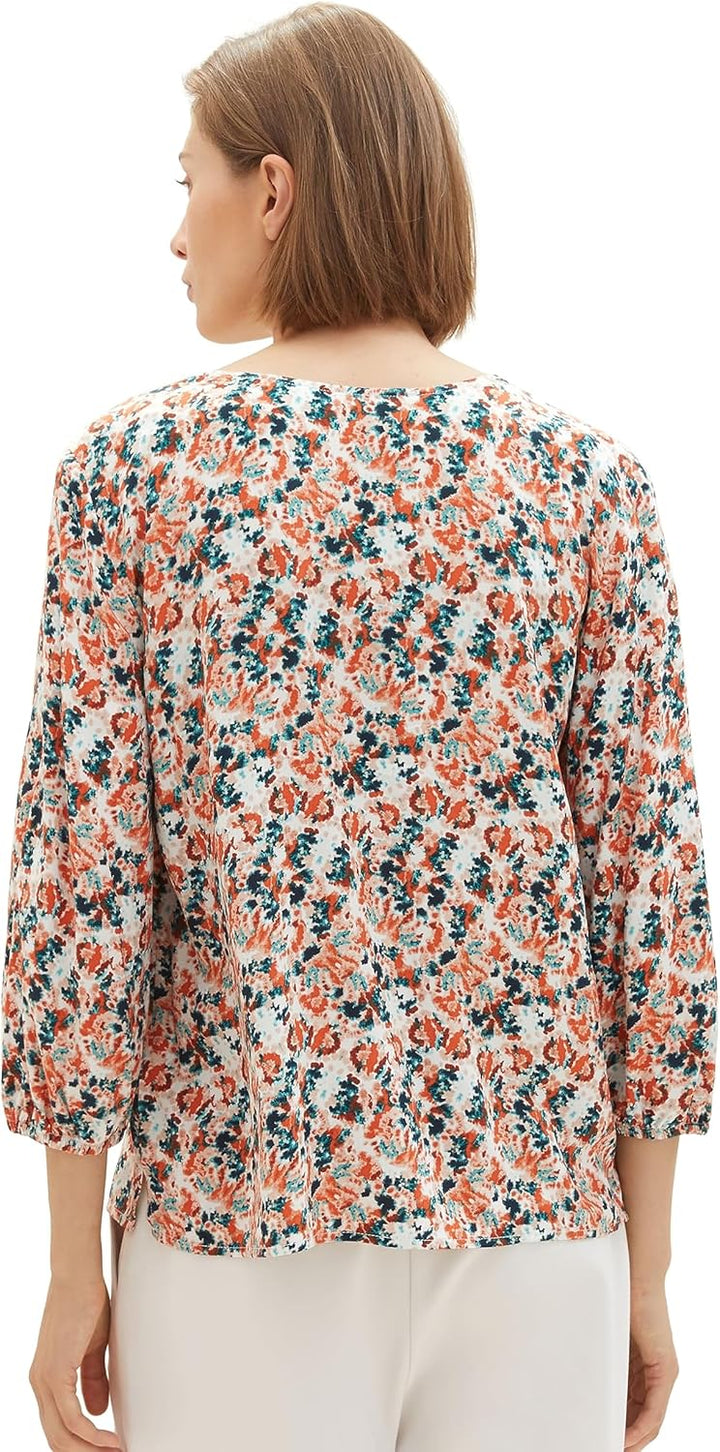 TOM TAILOR Damen Bluse mit Muster 42 32369-small Grey Tie Dye Floral, 42 32369-small Grey Tie Dye Fl