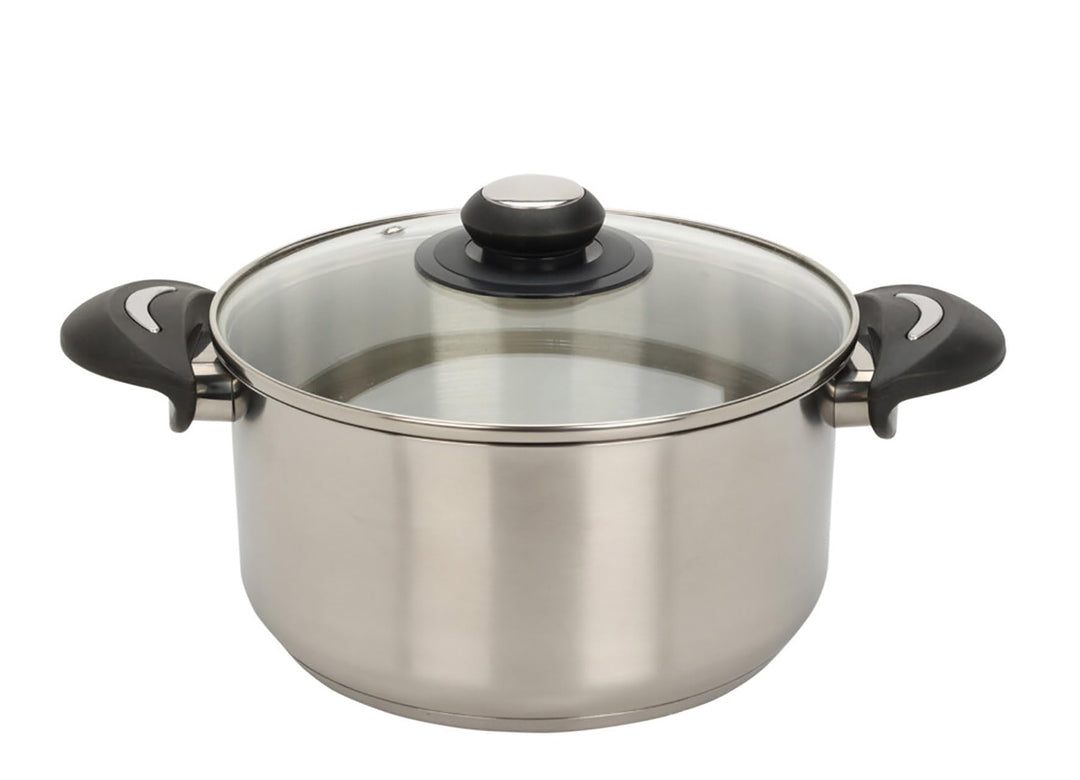 Spetebo Edelstahl Kochtopf mit Glasdeckel - 3,5 L / 22 x 17,5 cm - Universal Küchentopf mit Griffen