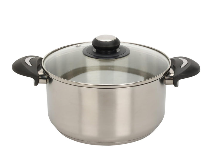 Spetebo Edelstahl Kochtopf mit Glasdeckel - 3,5 L / 22 x 17,5 cm - Universal Küchentopf mit Griffen