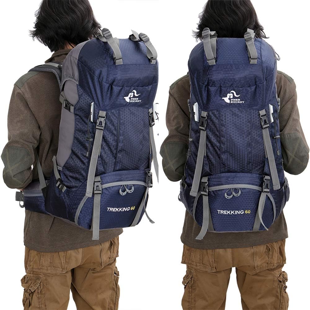 Bseash 60L Wasserdichter leichter Wanderrucksack mit Regenschutz, Outdoor Sport Tagesrucksack Multif