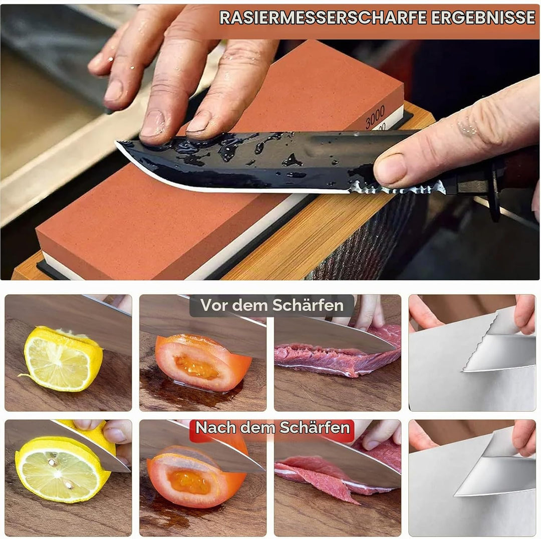 UCAMP Schleifstein Abziehstein,Schleifstein Set,Doppelseitig 400/1000 und 3000/8000 Grit Messerschär