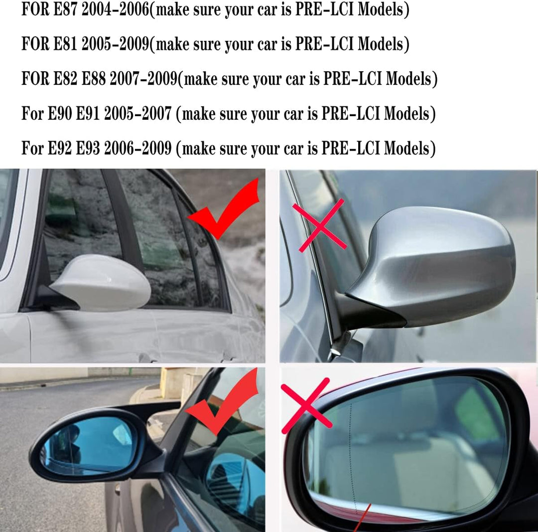 KYYET Karbonfaser-Seitenspiegel-Abdeckkappen, kompatibel mit E90 E91 E92 E93 PRE-LCI M3 Stil Karbonf