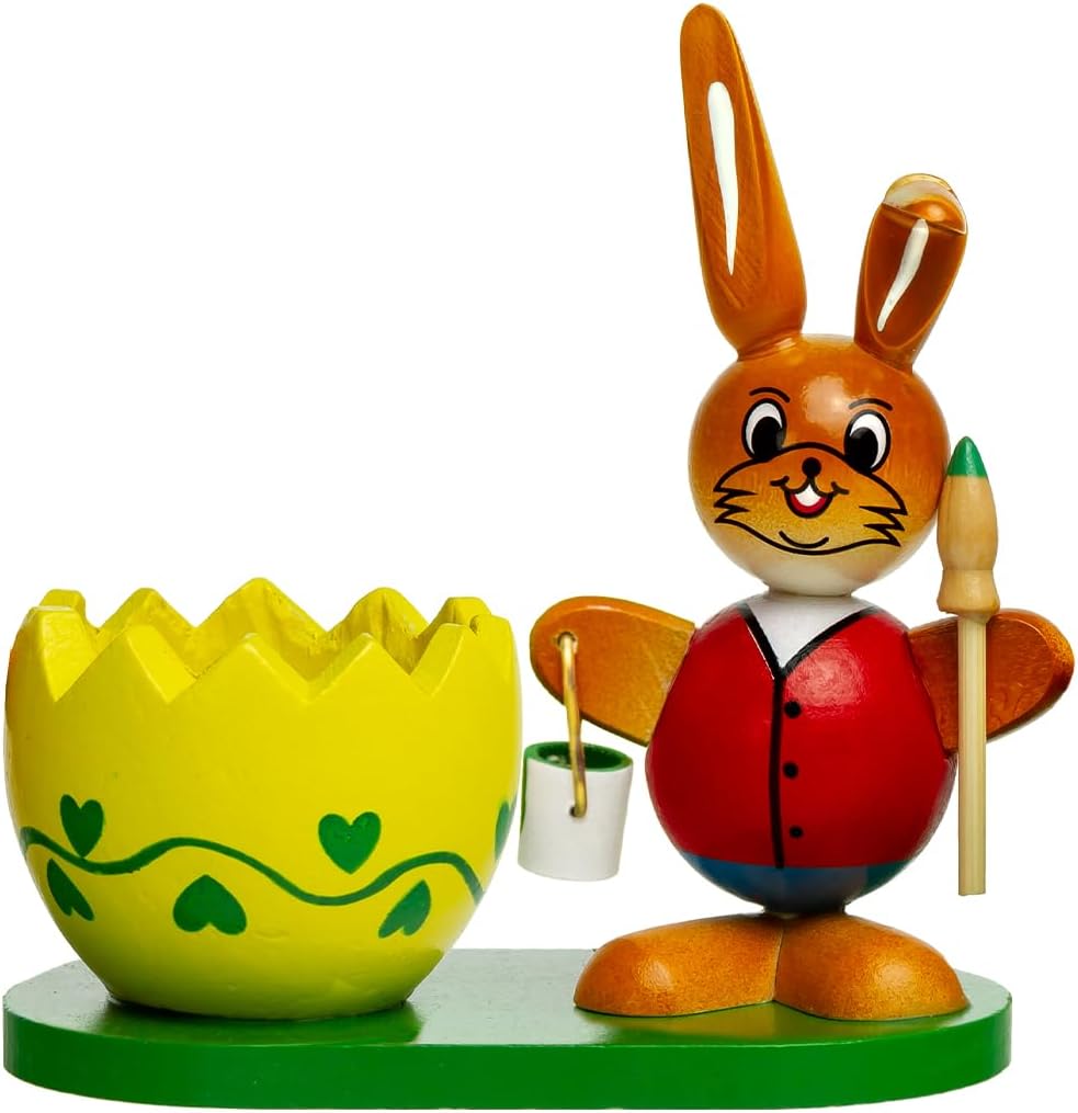 SIKORA OD08 Osterdeko Eierbecher aus Holz im 2er Set | handbemalte & dekorative Osterhasen Deko Figu