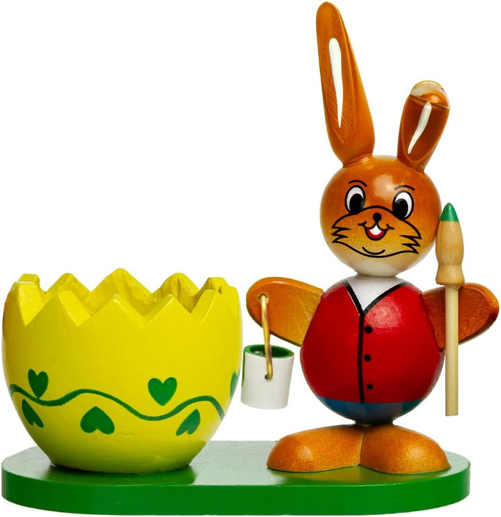 SIKORA OD08 Osterdeko Eierbecher aus Holz im 2er Set | handbemalte & dekorative Osterhasen Deko Figu