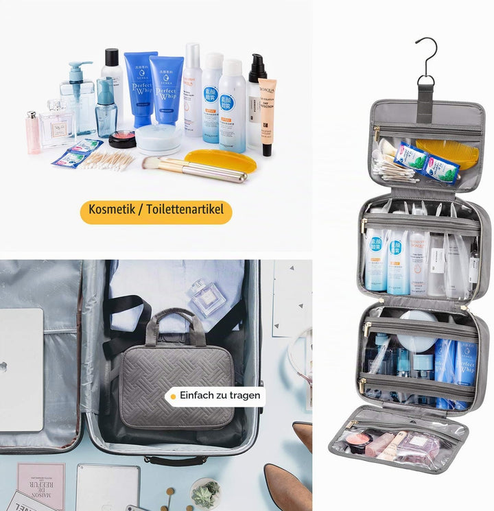 Kulturbeutel zum Aufhängen, LOVEVOOK Wasserdicht Kulturtasche Damen, Faltbare Kosmetiktasche mit 360