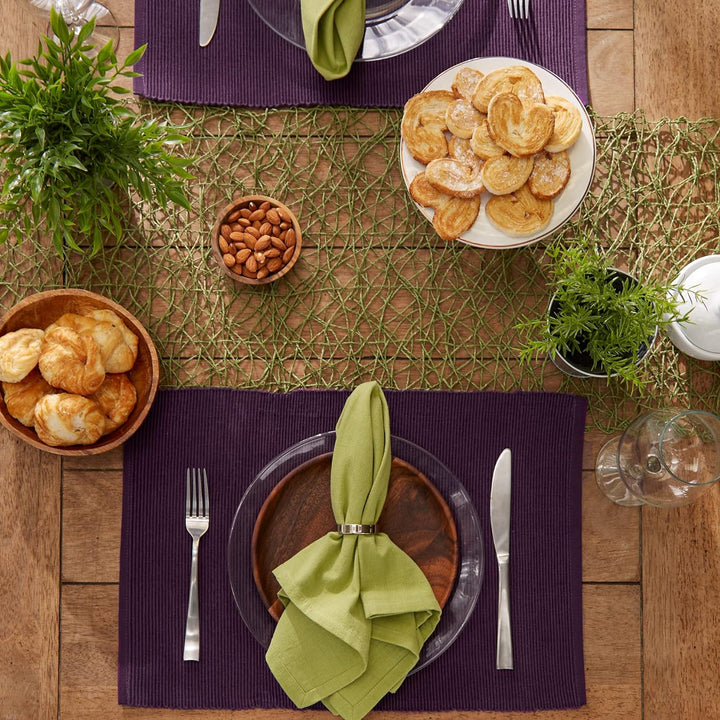 DII Basic Everyday Tischset aus 100% Baumwolle, gerippt, 33 x 48 cm, Aubergine, 6-teilig Auberginefa