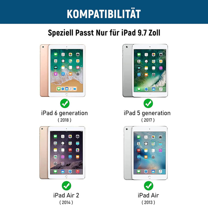 iPad 6 Generation Hülle mit Tastatur, iPad Tastatur Hülle für iPad 6.Gen 2018/5.Gen 2017, Wireless Q