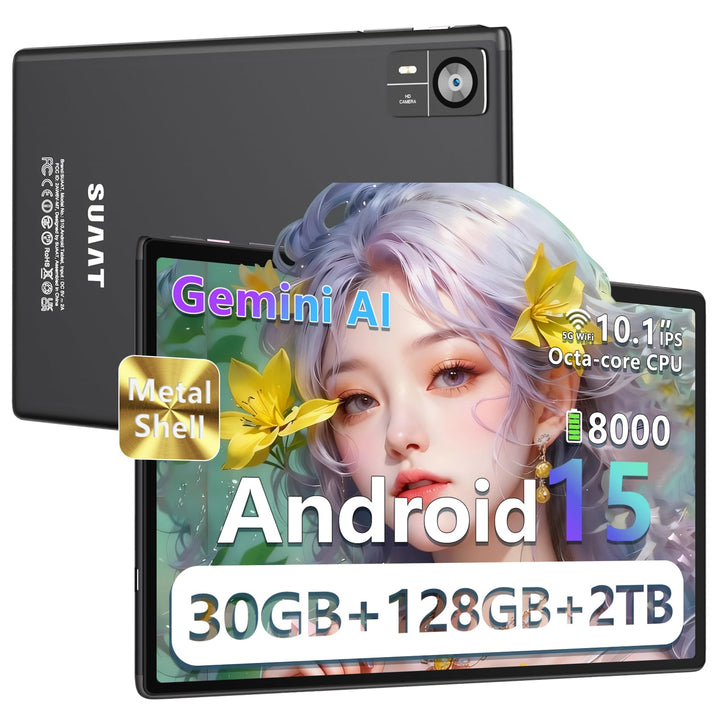 2026 Neuestes Android 15 Tablet 【30 GB RAM + 128 GB ROM+2TB】【Gemini AI】 10.1 Zoll, Widevine L1, Octa