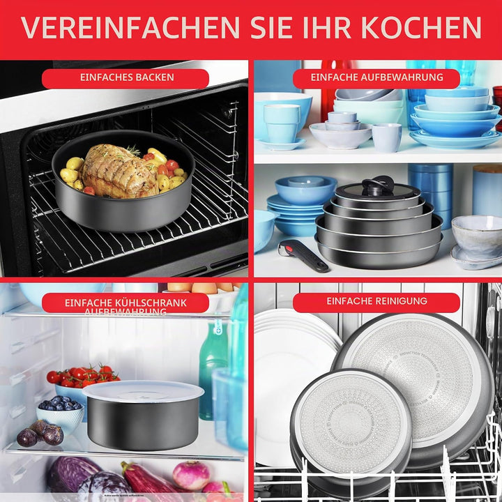 Tefal Ingenio Daily Chef ON Töpfe &amp; Pfannen Set, 8-teilig, stapelbar, abnehmbarer Griff, platzsparen