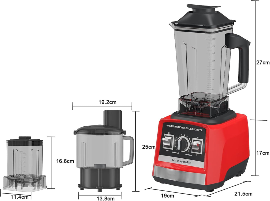Professioneller Mixer 8 in 1, 2000 W 3 L, leistungsstarker Mixer mit 15 variablen Geschwindigkeiten,