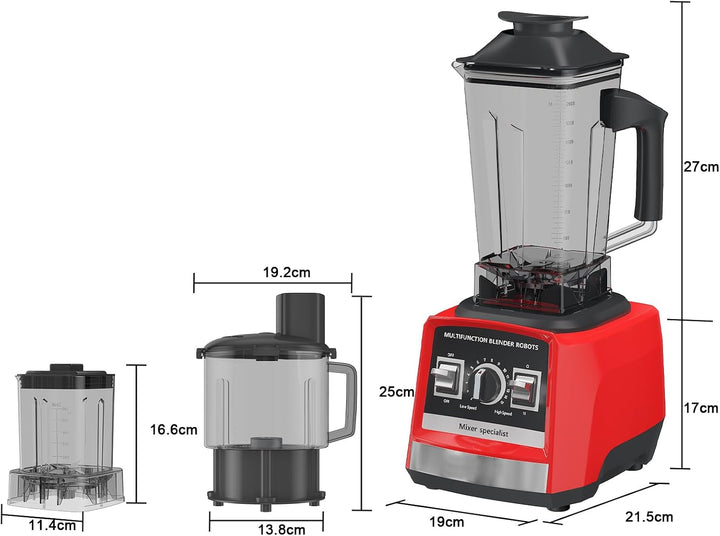 Professioneller Mixer 8 in 1, 2000 W 3 L, leistungsstarker Mixer mit 15 variablen Geschwindigkeiten,