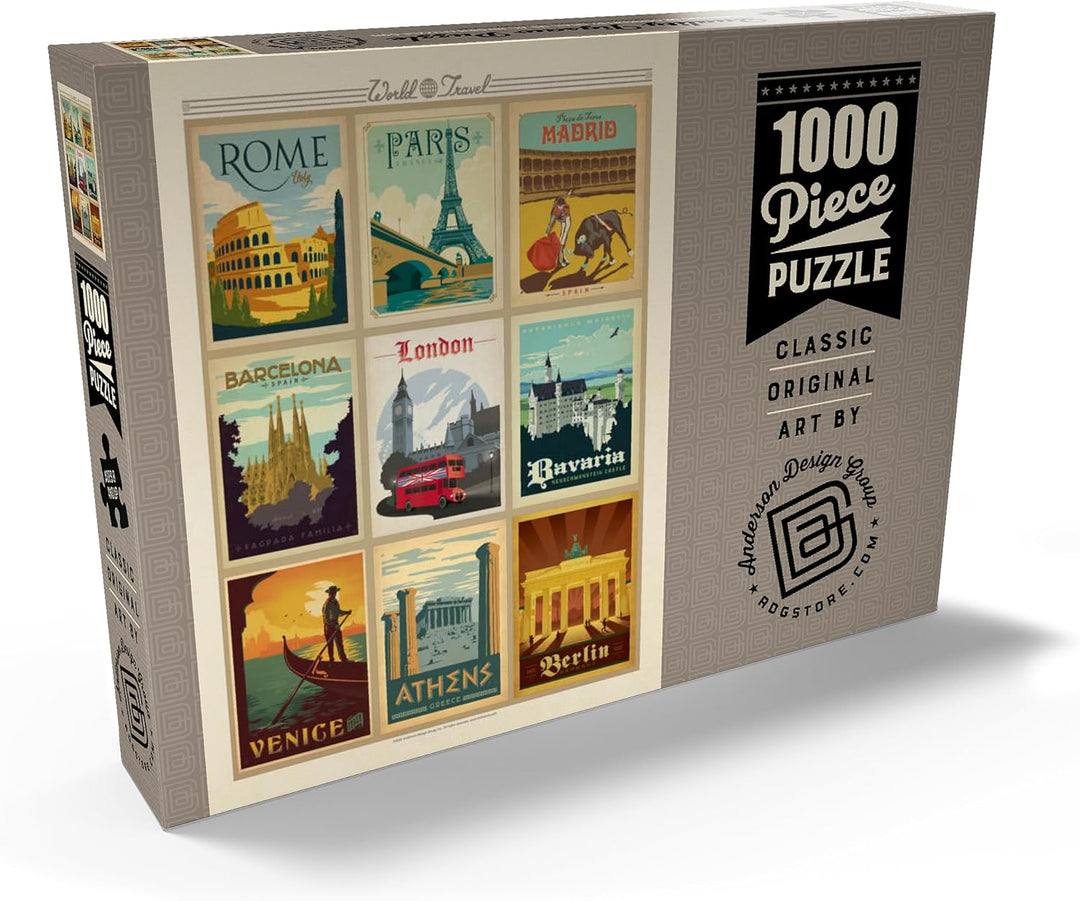 Europe Travel, Collage, Vintage Poster - Premium 1000 Teile Puzzle - MyPuzzle Sonderkollektion von A