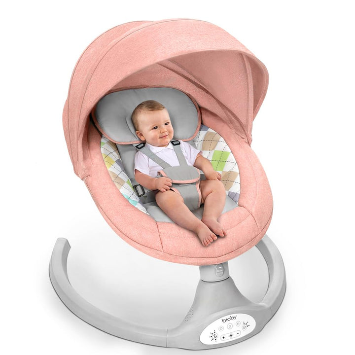 Bioby Babywippe Elektrisch mit 5 Natürlichen Schaukelgeschwindigkeiten, Bluetooth-Musik-Babywippe mi