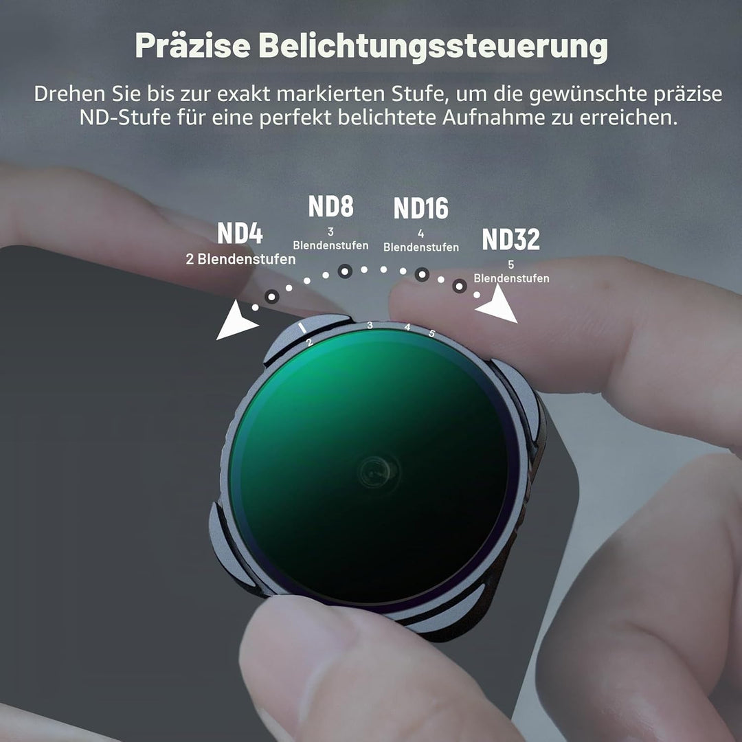 NEEWER Variabler ND4-ND32 Filter Kompatibel mit GoPro 9 10 11 12 13, 2-5 Blendenstufen Variabler ND