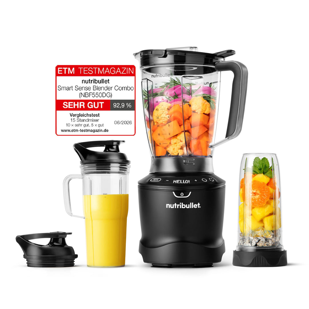 nutribullet SmartSense Mixer Combo NBF550DG, Standmixer mit 5 Geschwindigkeiten und Puls-Funktion, 1