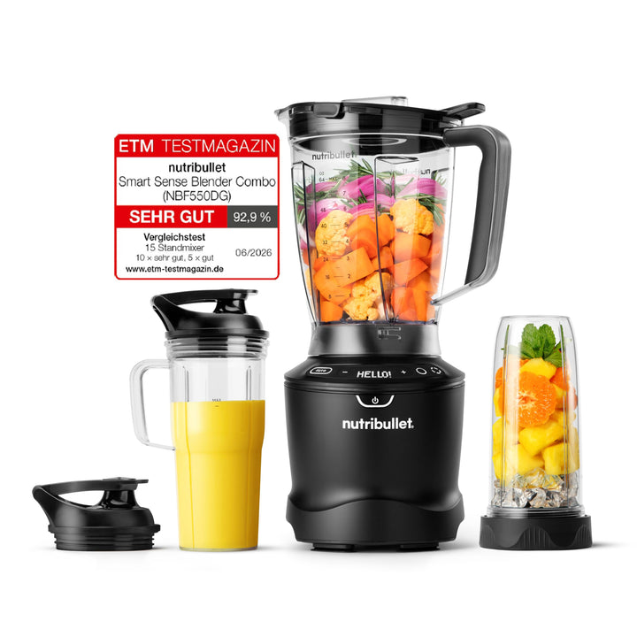 nutribullet SmartSense Mixer Combo NBF550DG, Standmixer mit 5 Geschwindigkeiten und Puls-Funktion, 1