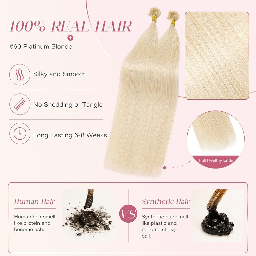 Elailite Bonding Extensions Echthaar Haarverlängerung Keratin U-Tip Haarverlängerung 100% Menschenha