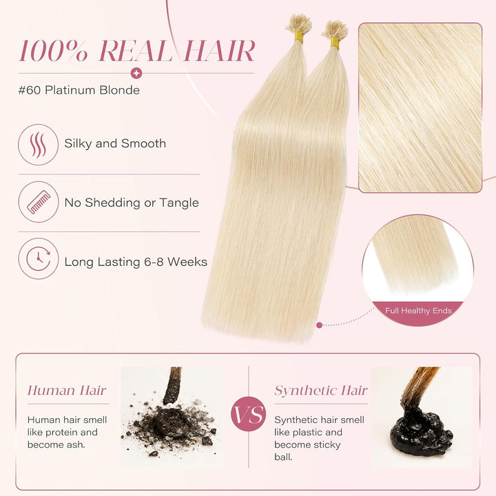 Elailite Bonding Extensions Echthaar Haarverlängerung Keratin U-Tip Haarverlängerung 100% Menschenha