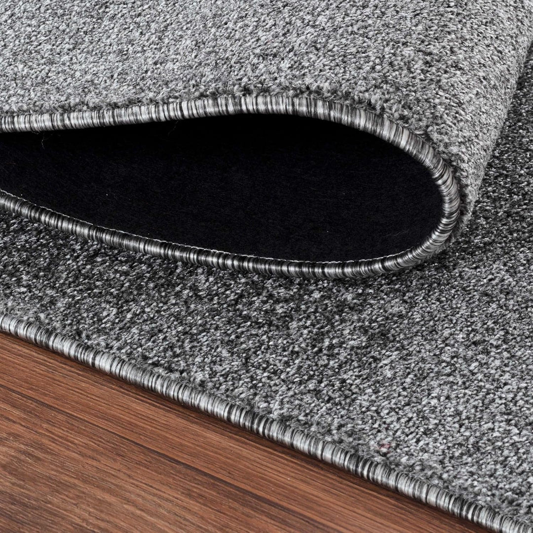 Wohnzimmer Teppich - Dichter Kurzflor, Einfarbig, Modern, Robust, Rechteckig und Rund - Grau, 60x100