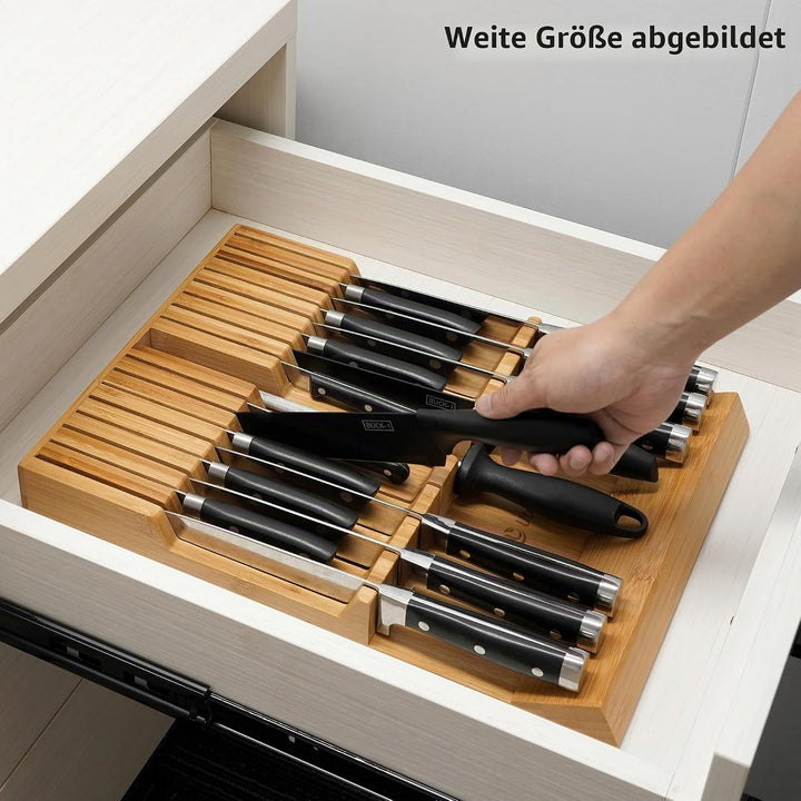 Utoplike Messerblock Bambus für Küchenmesser, Steakmesser-Halter, passend für 16 Messer und 1 Wetzst