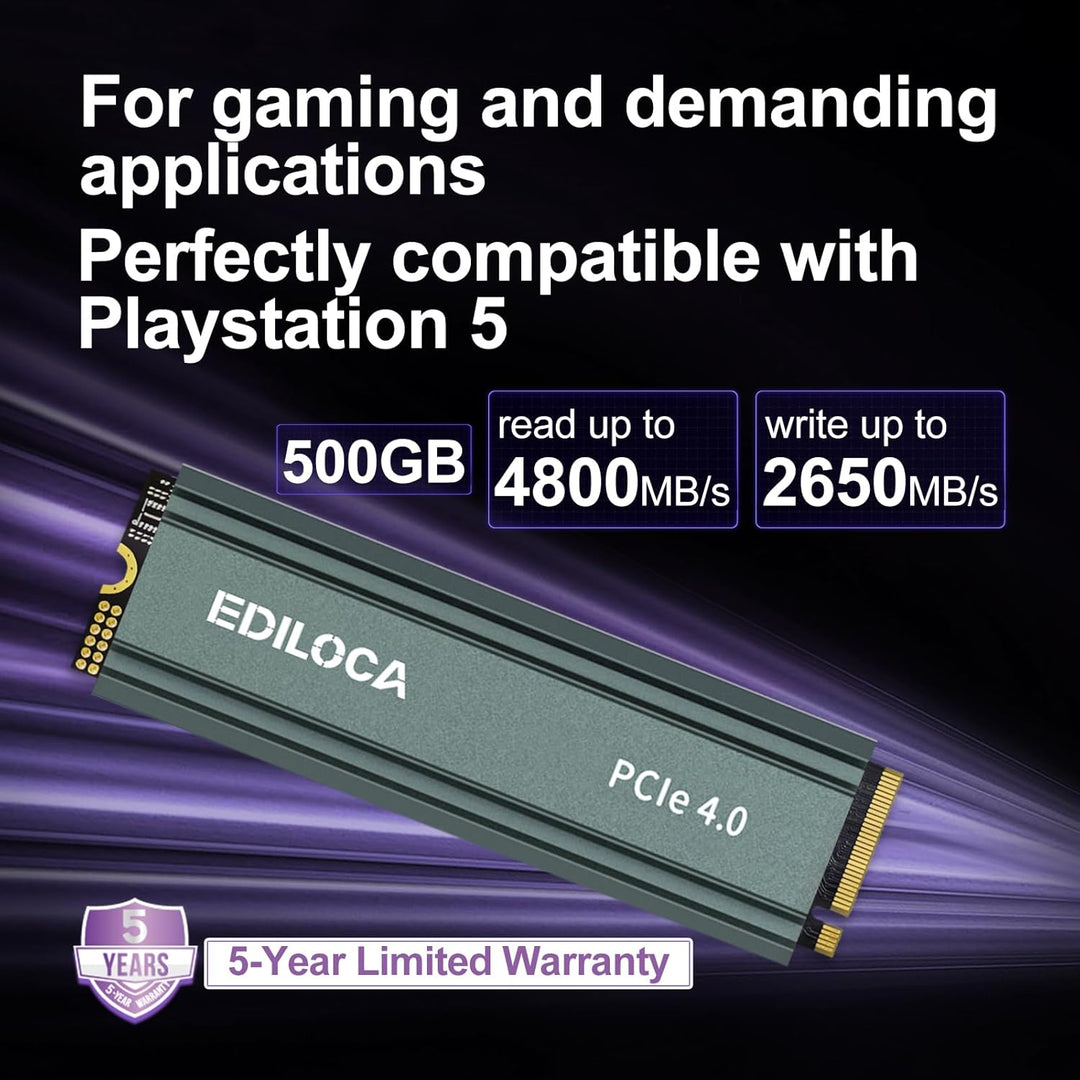 EN760 SSD 500GB NVMe SSD M.2 mit Kühlkörper,Gaming für PS5, Laptop und Desktop PC, SSD Festplatte PC