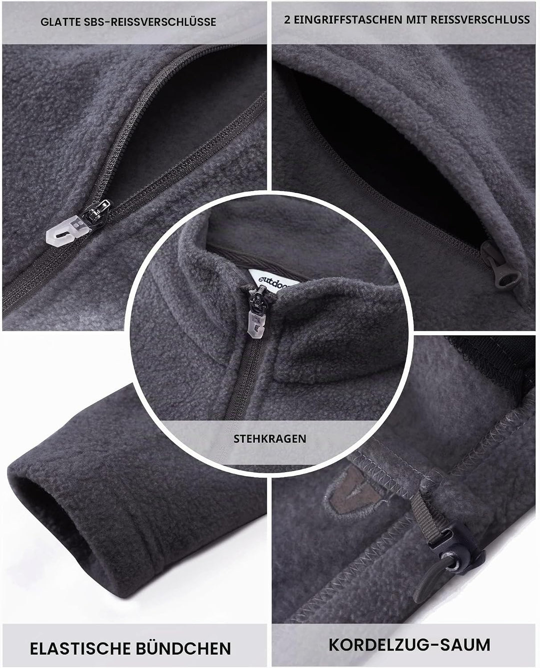 Outdoor Ventures Damen Fleecejacke mit Durchgehendem Reissverschluss Stehkragen Frauen Leichte Fleec