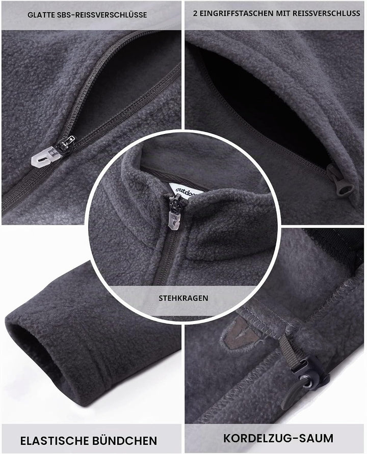 Outdoor Ventures Damen Fleecejacke mit Durchgehendem Reissverschluss Stehkragen Frauen Leichte Fleec