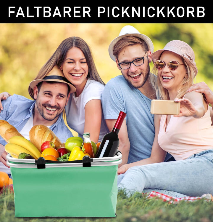Einkaufskorb faltbar isoliert 25L | Isolierkorb mit gepolsterten Tragegriffen & Reissverschluss am D