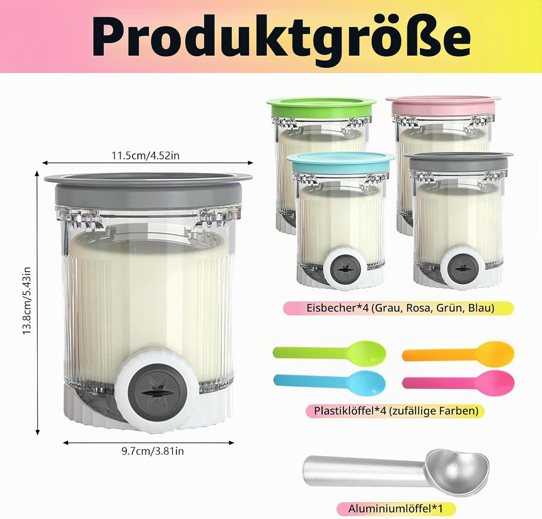 4 Stück Behälter Kompatibel mit Ninja Swirl Creami NC700 NC701EU Serie, 480ML Eiscreme Behälte mit D