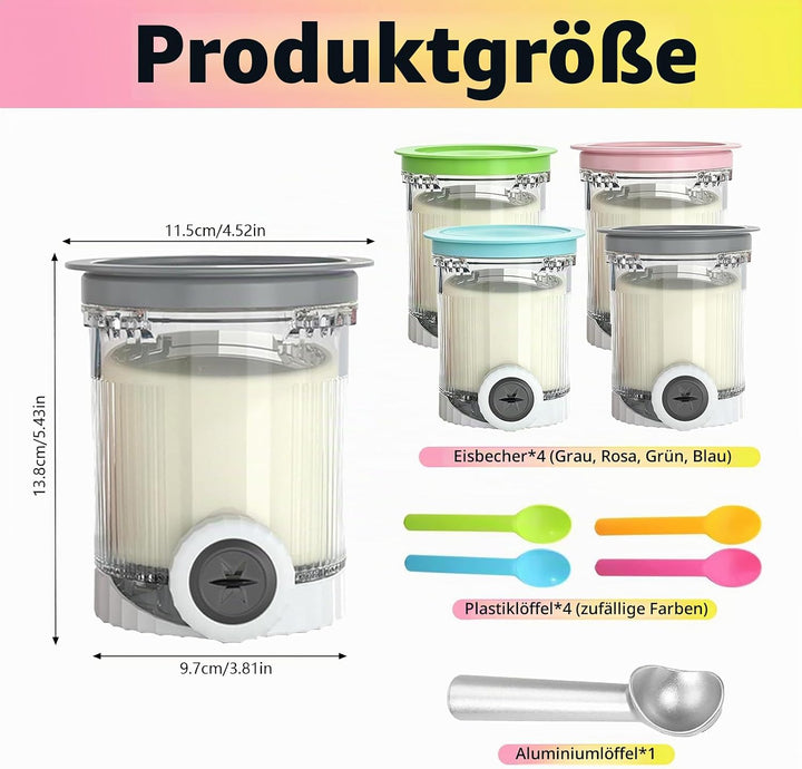 4 Stück Behälter Kompatibel mit Ninja Swirl Creami NC700 NC701EU Serie, 480ML Eiscreme Behälte mit D