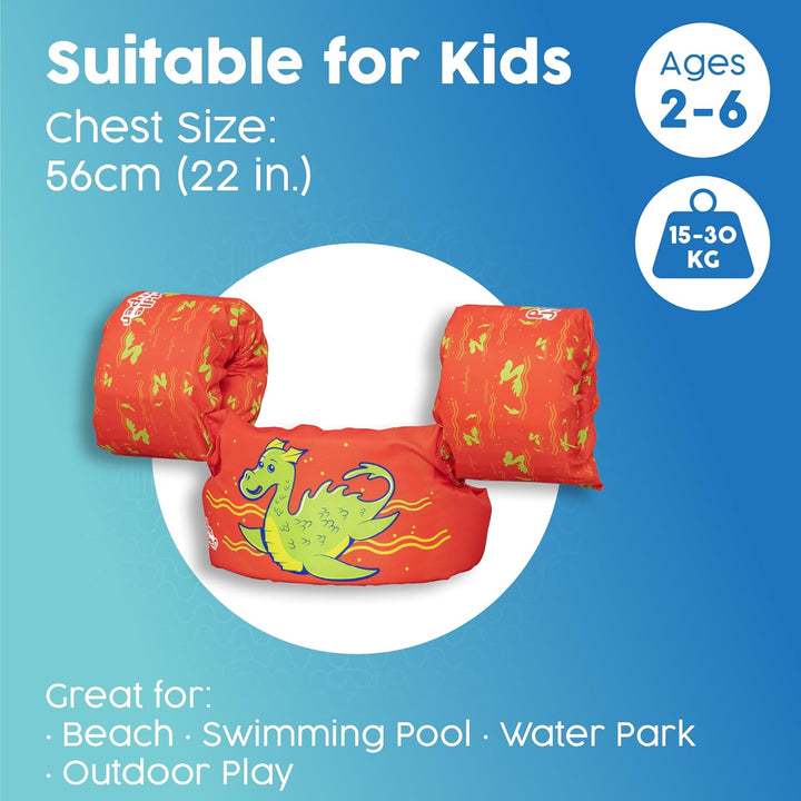 Bestway Puddle Jumper Swim Vest with Armbands, Toddler Swim Vest, Adjustable Kids Float Vest, Kids S